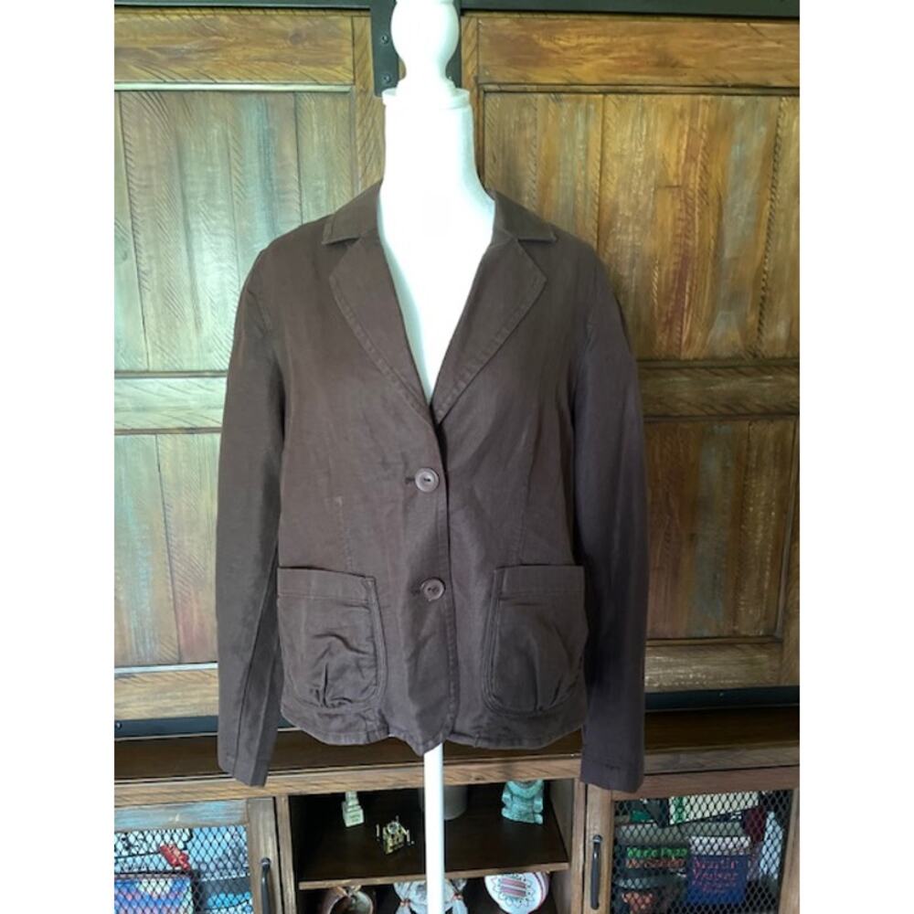 Talbots Women's Size 12 Blazer Irish Linen Chocolate Brown